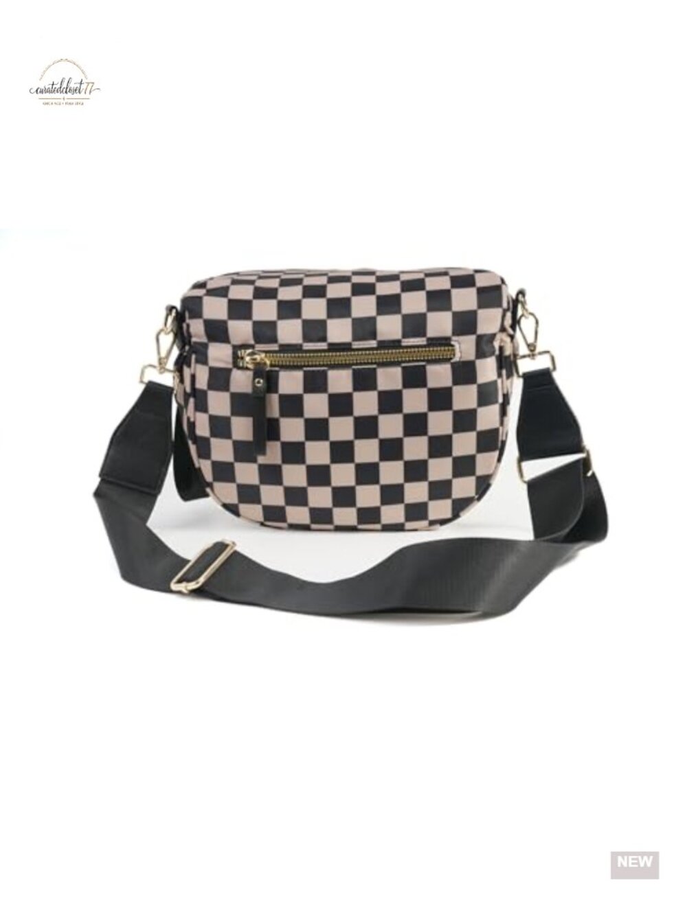 Checkered Nylon Crossbody Bag Bum Bag Lightweight Spacious - Picture 3 of 6